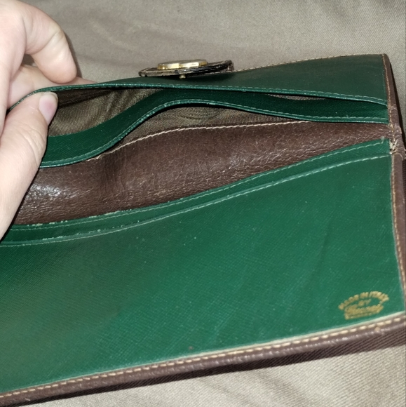 VINTAGE GUCCI MONOGRAM LONG WALLET BILLFOLD 7" POCKETBOOK AUTHENTIC GREEN INSIDE - Picture 12 of 16